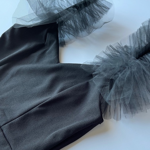 LINE 6IX BLACK SPAGHETTI STRAP TULLE SLEEVE DRESS - Picture 3 of 12